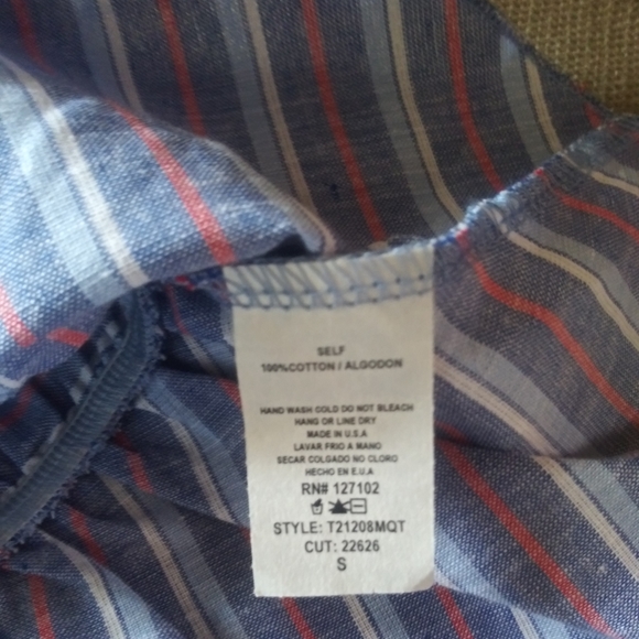 Hello Miss Red White & Blue Summer Blouse Size Small - Picture 2 of 4